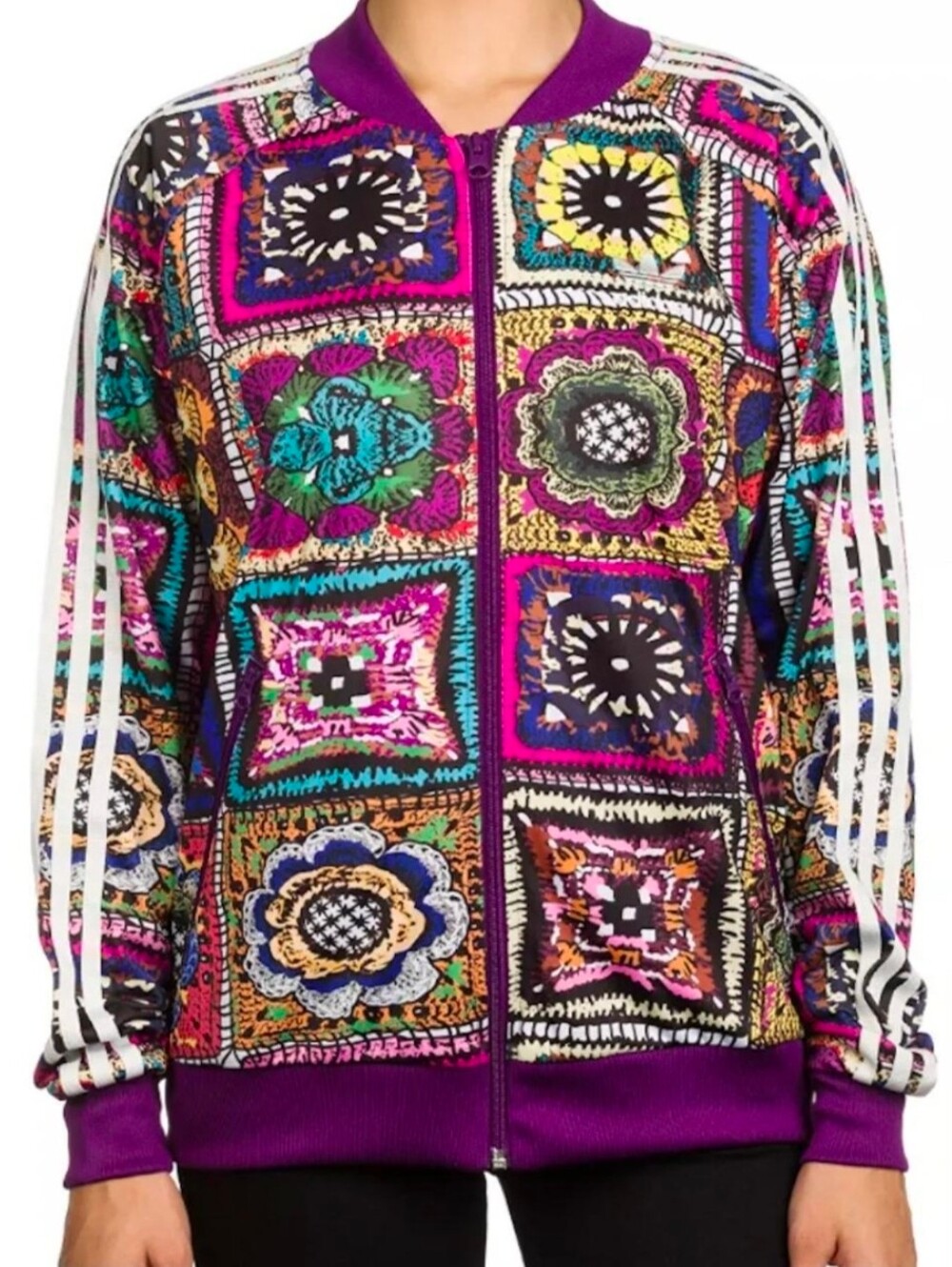 Adidas X FARM RIO Vibrant Bomber Crochita Patchwork Track Workout Jacket M HTF - Picture 14 of 15